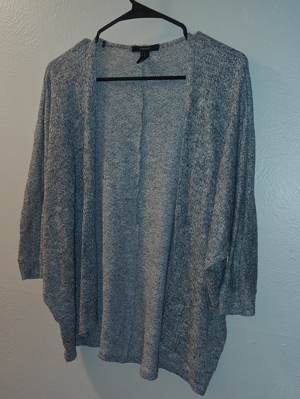 Forever 21 Open-Front Gray Marled Knit Sweater Cardigan Sz M